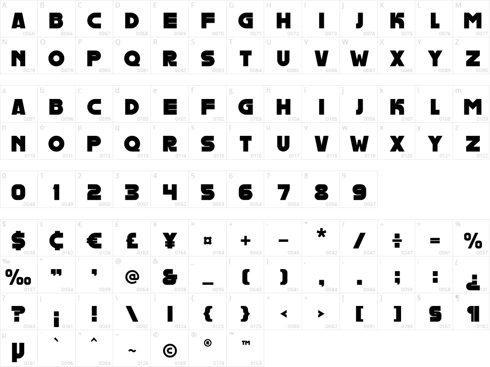 Starlink Character Map