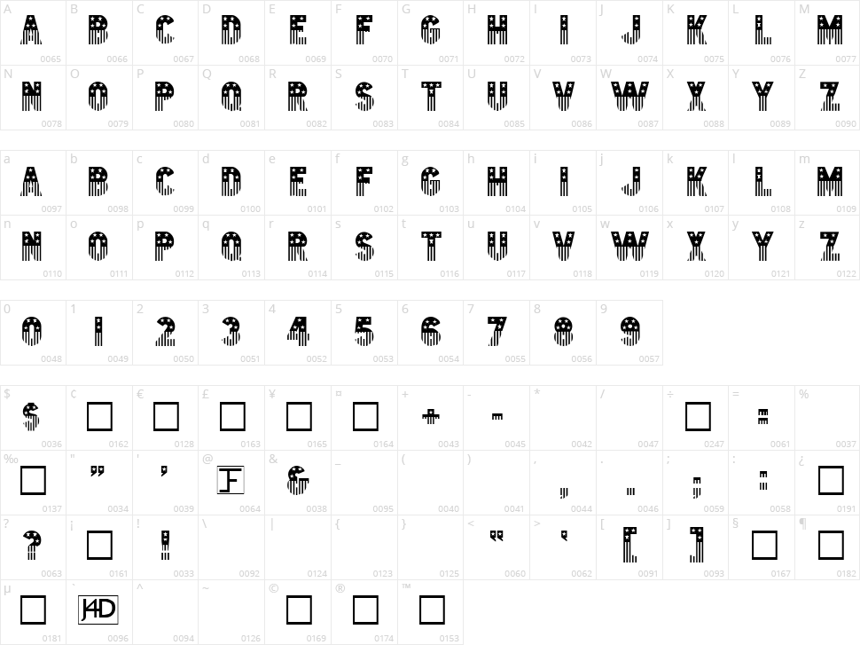Stars & Stripes Character Map