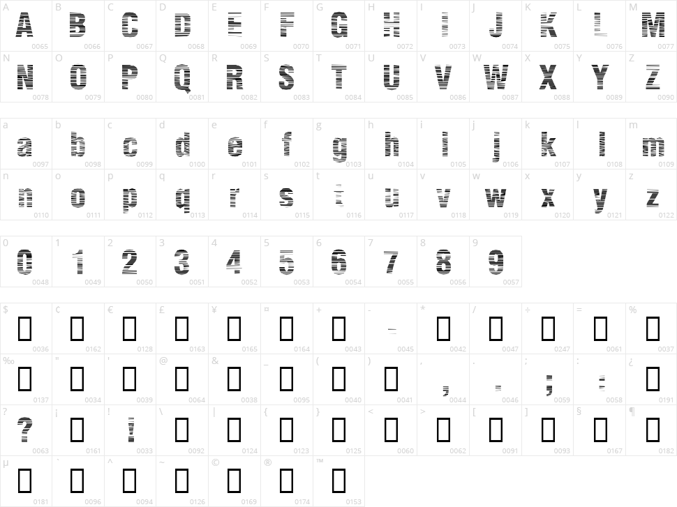 Static Age Horizontal Hold Character Map