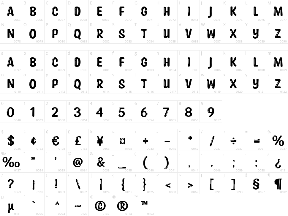 Stay And Shine Character Map
