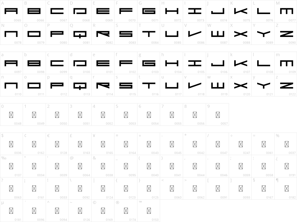 Steelbase Character Map