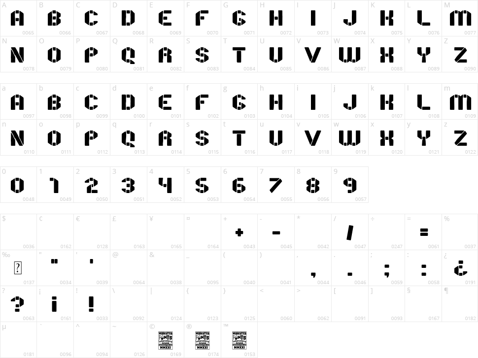 Stencil Paper Character Map