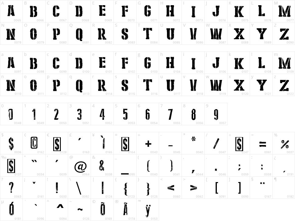 Stencil Cargo Army Character Map
