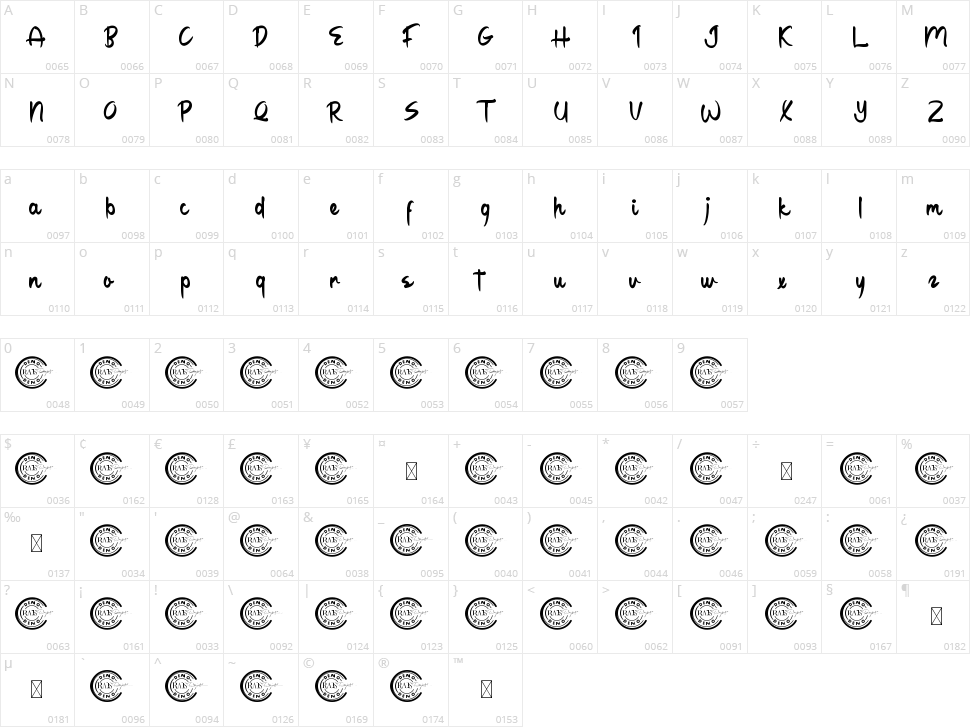 Stephalli Character Map