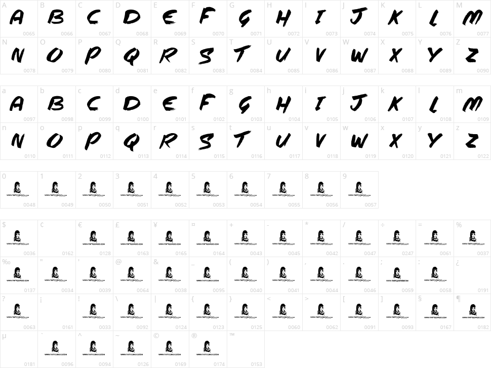 Steppers Character Map