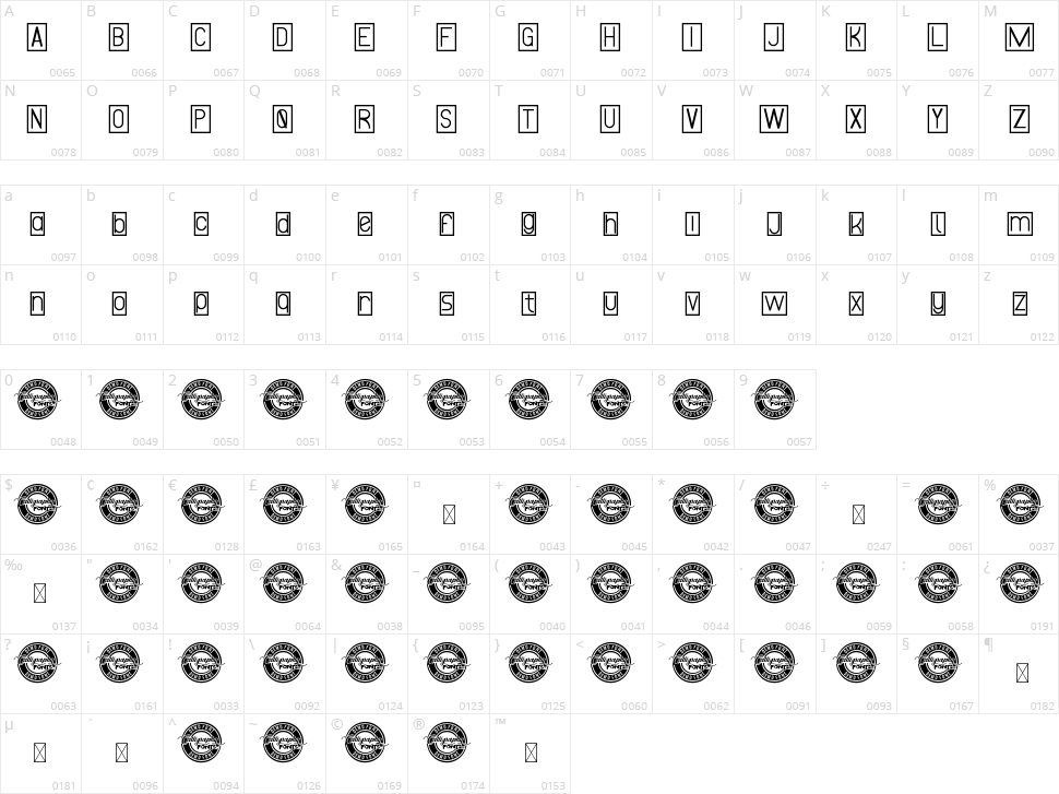 Stick Note Character Map