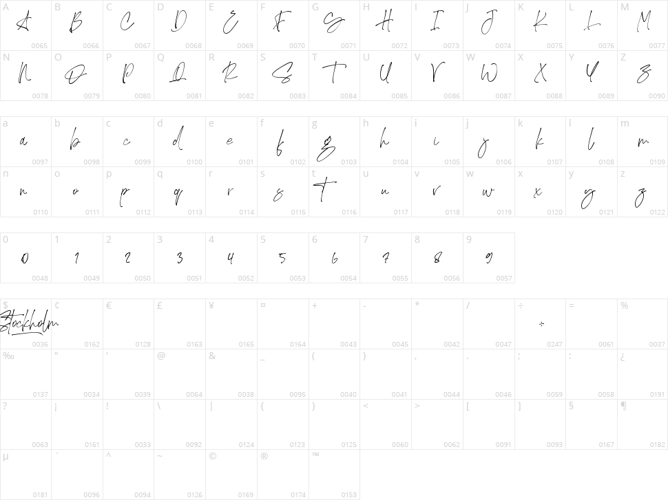 Stockholm Character Map
