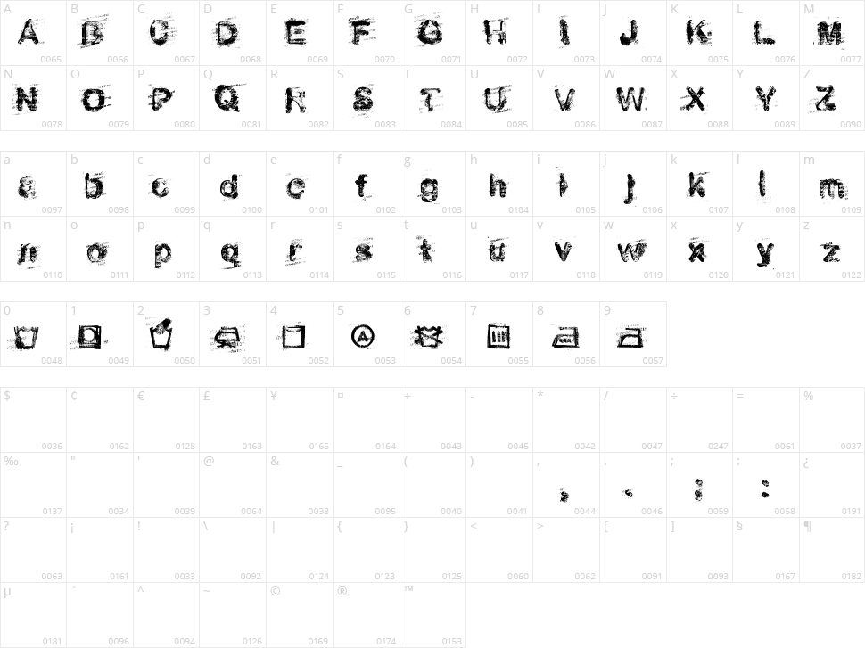 Stoned Wash 6 Character Map