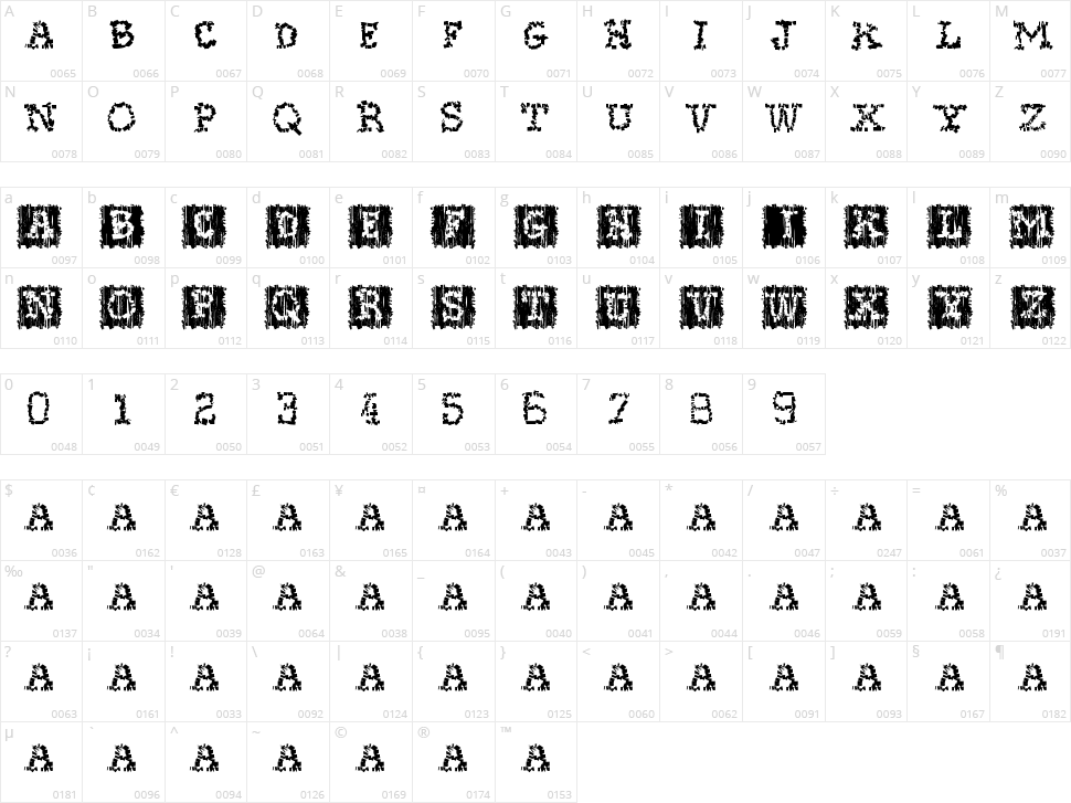 Stoneflint Character Map