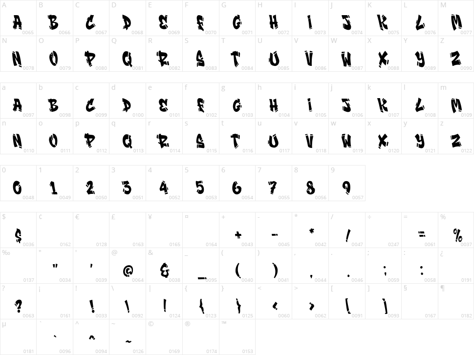 Streamzy Character Map