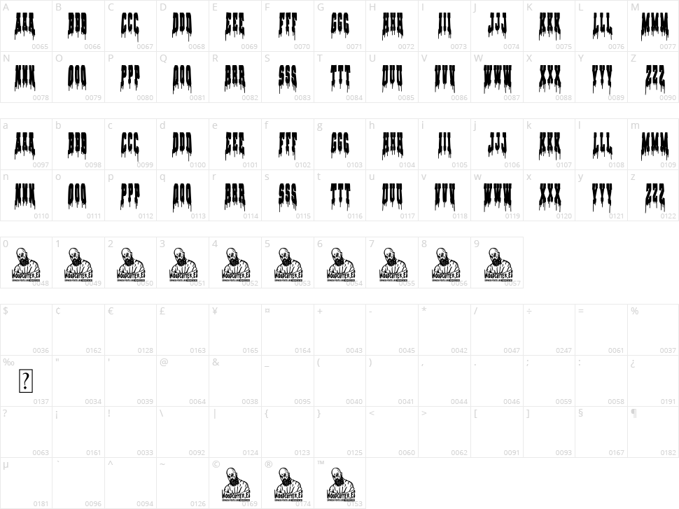 Street Monogram Character Map