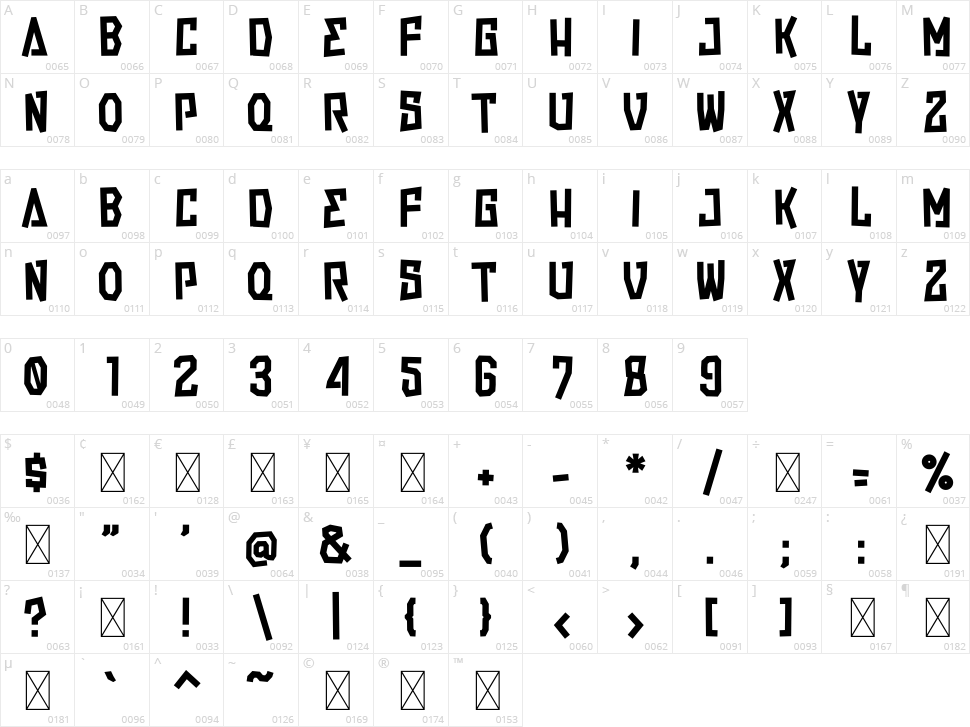 Streetwall Allcaps Character Map