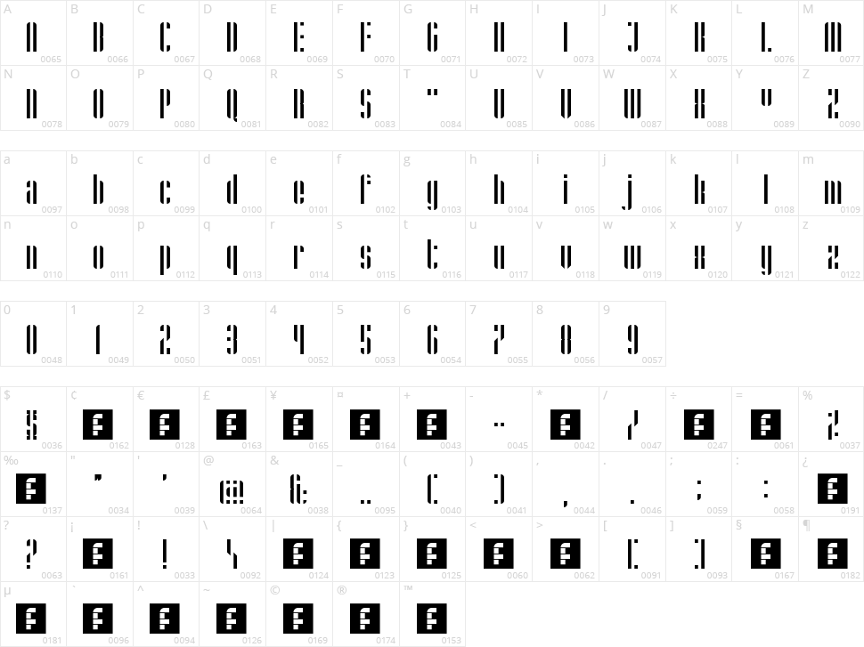 Stripes Character Map