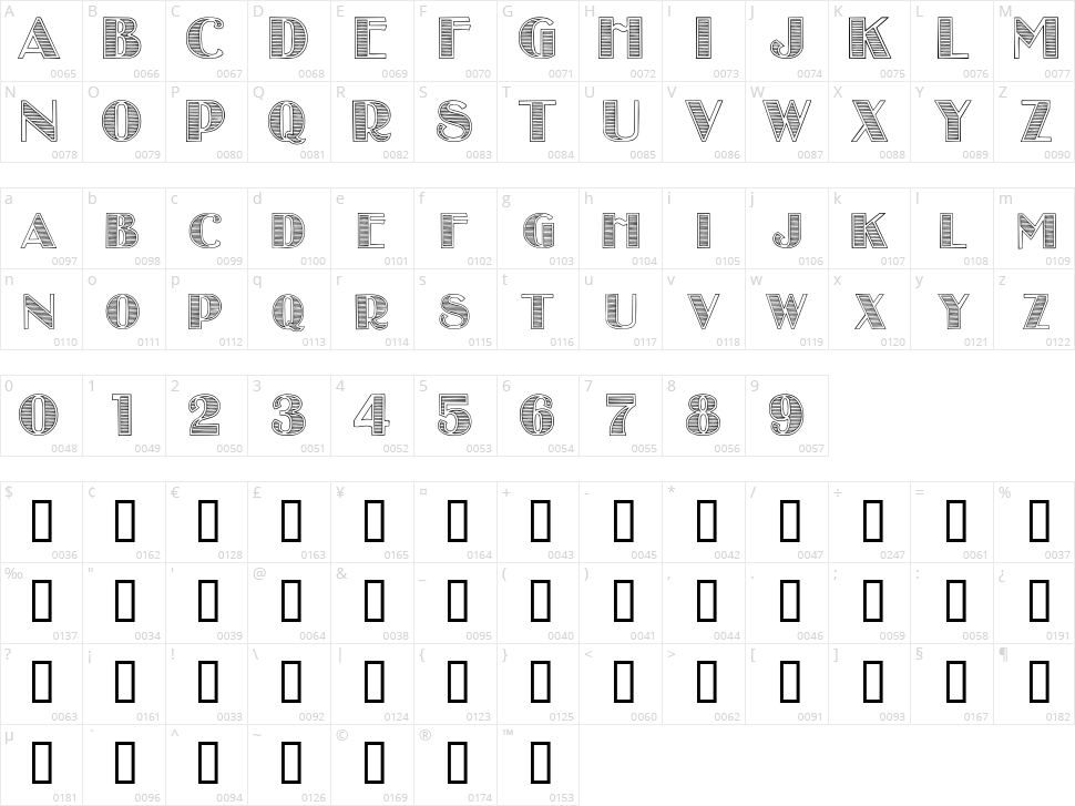 Stripes Caps Character Map