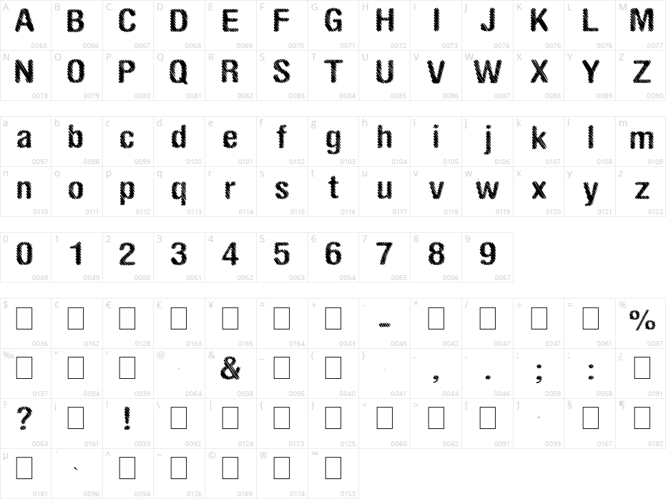 Stripes Character Map