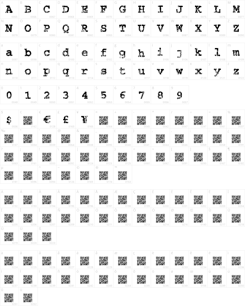 Strung Piano Character Map