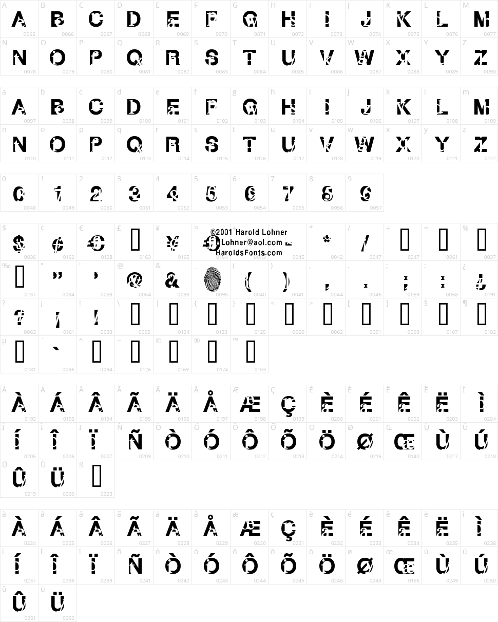 Subtext Character Map
