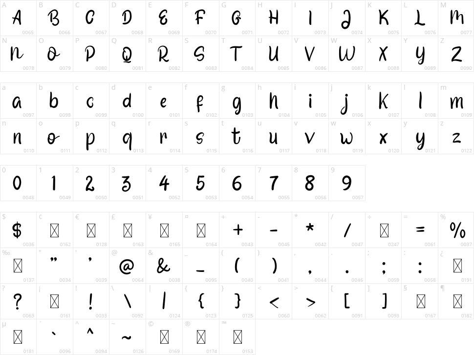 Summer Flash Character Map