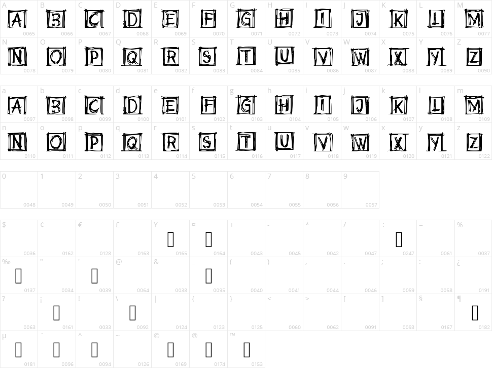 Summr Sketch Character Map
