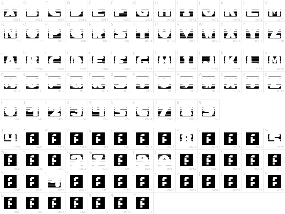 Sun Blinds Character Map