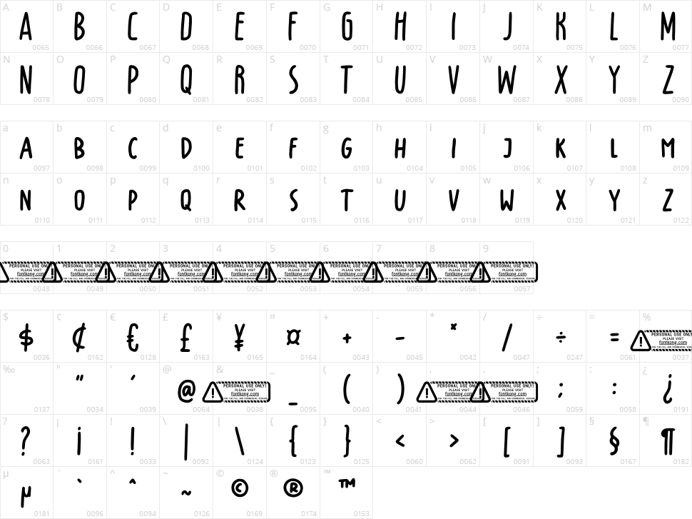 Sunday Mine Character Map