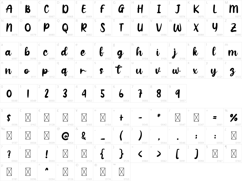 Sunday Monday Character Map