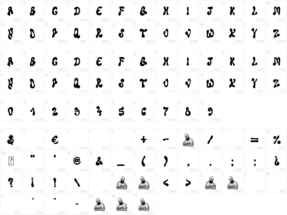 Super Liquida Character Map