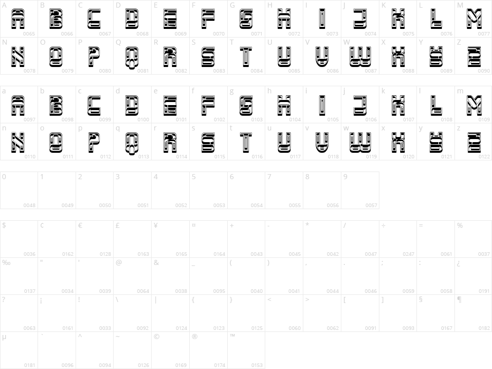Superba Character Map