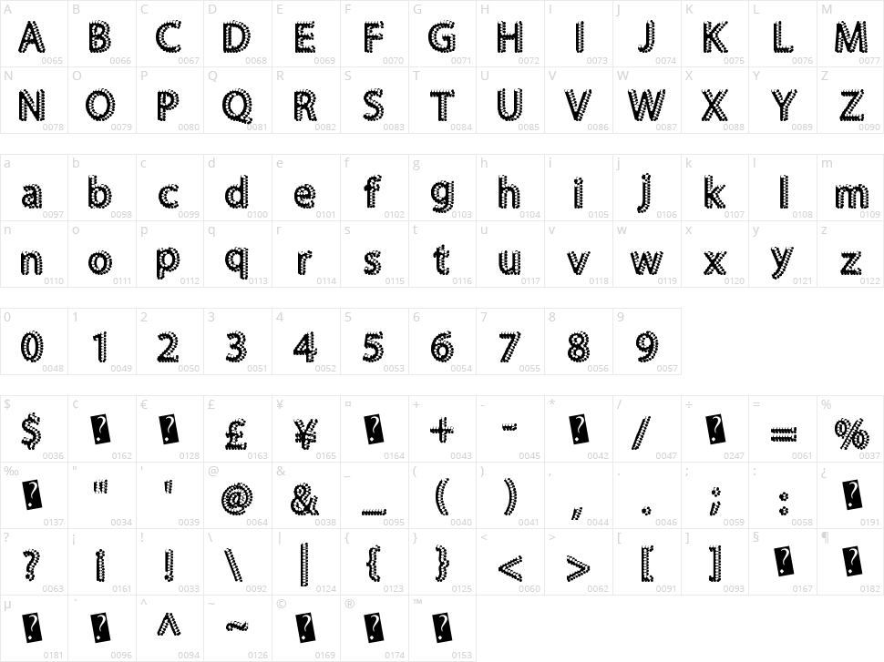 SuperBling Character Map
