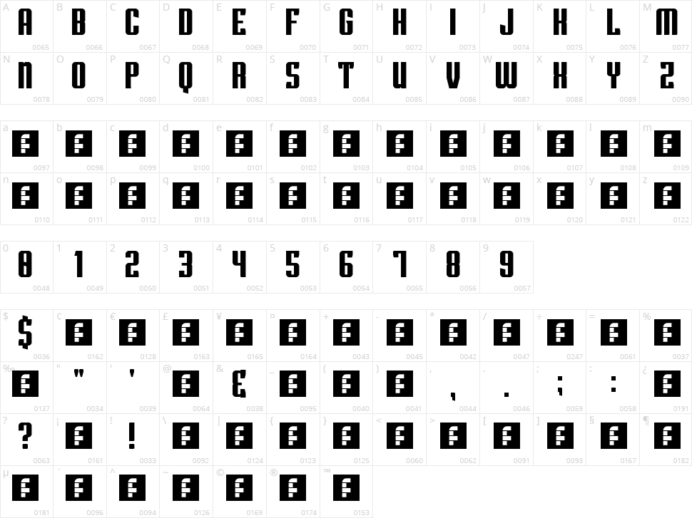 Superguns Character Map