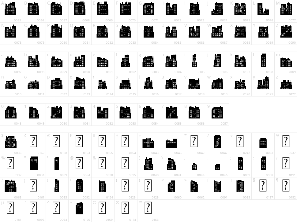 SuperSkyline Character Map