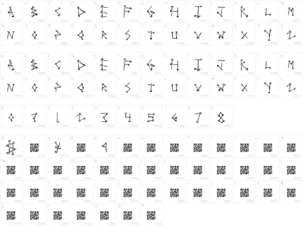 SuperTack Character Map