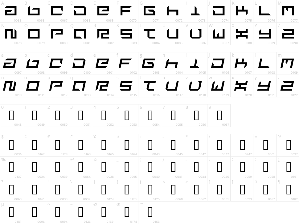 Suplex Character Map