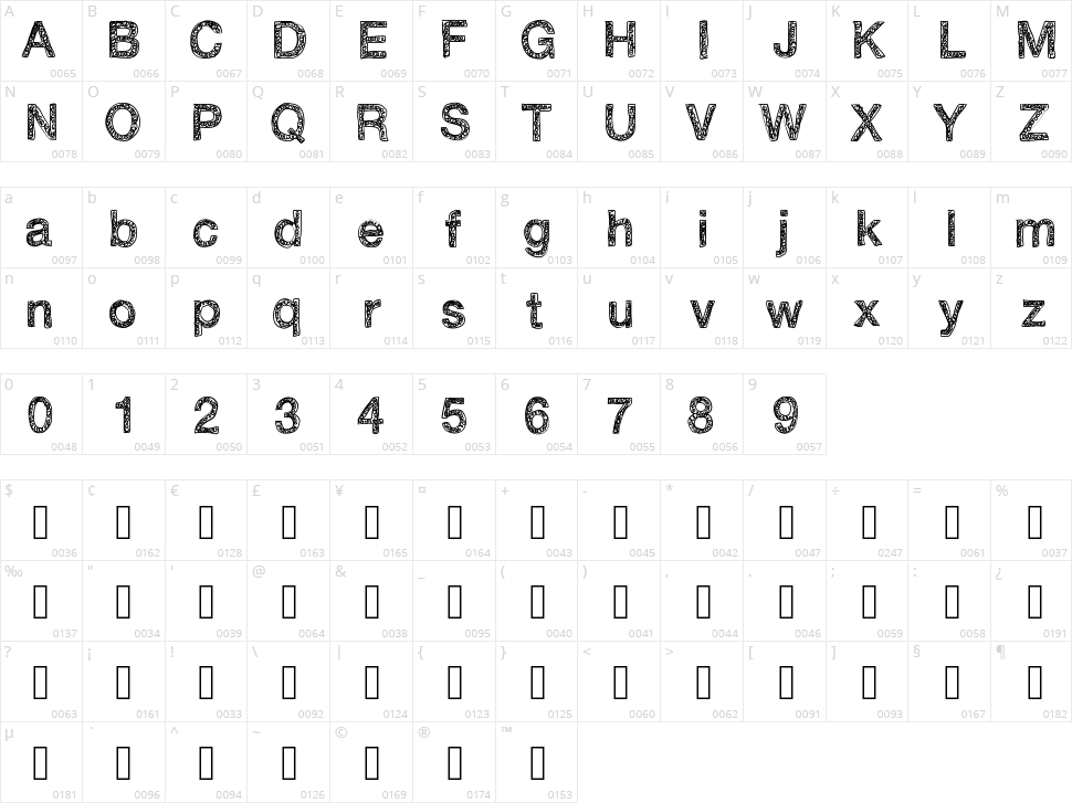 Swirlvetica Character Map