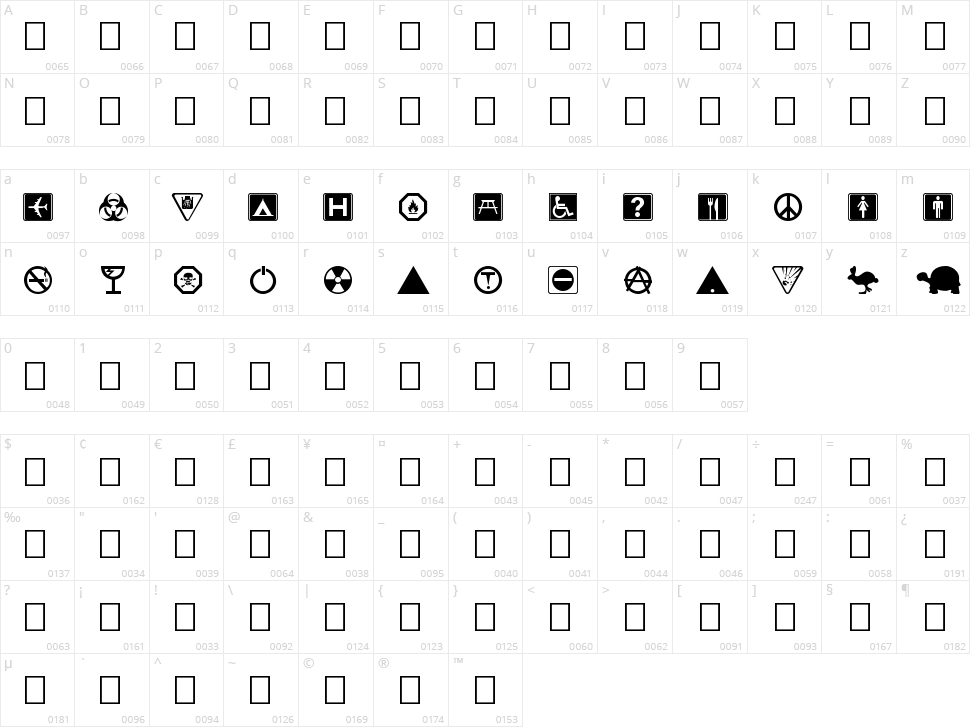 Symbolix Character Map