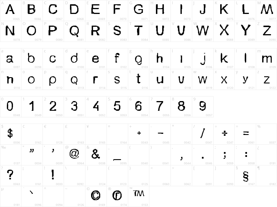 Szionka Character Map