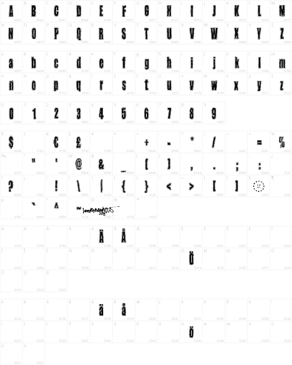 Takapiru Character Map