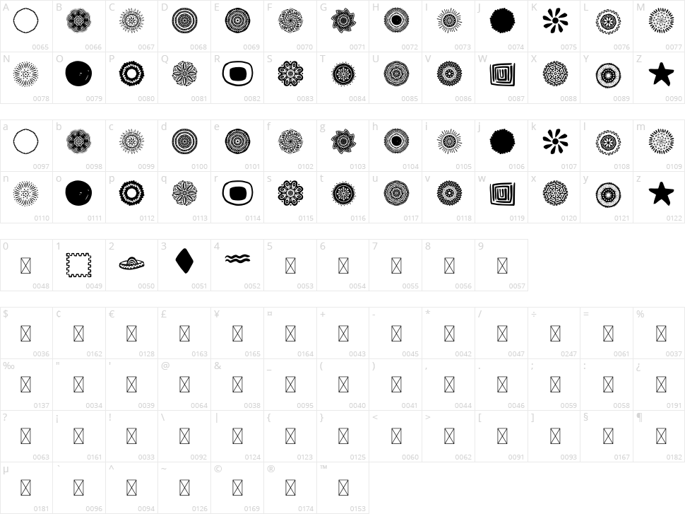 Tampico Symbols Character Map