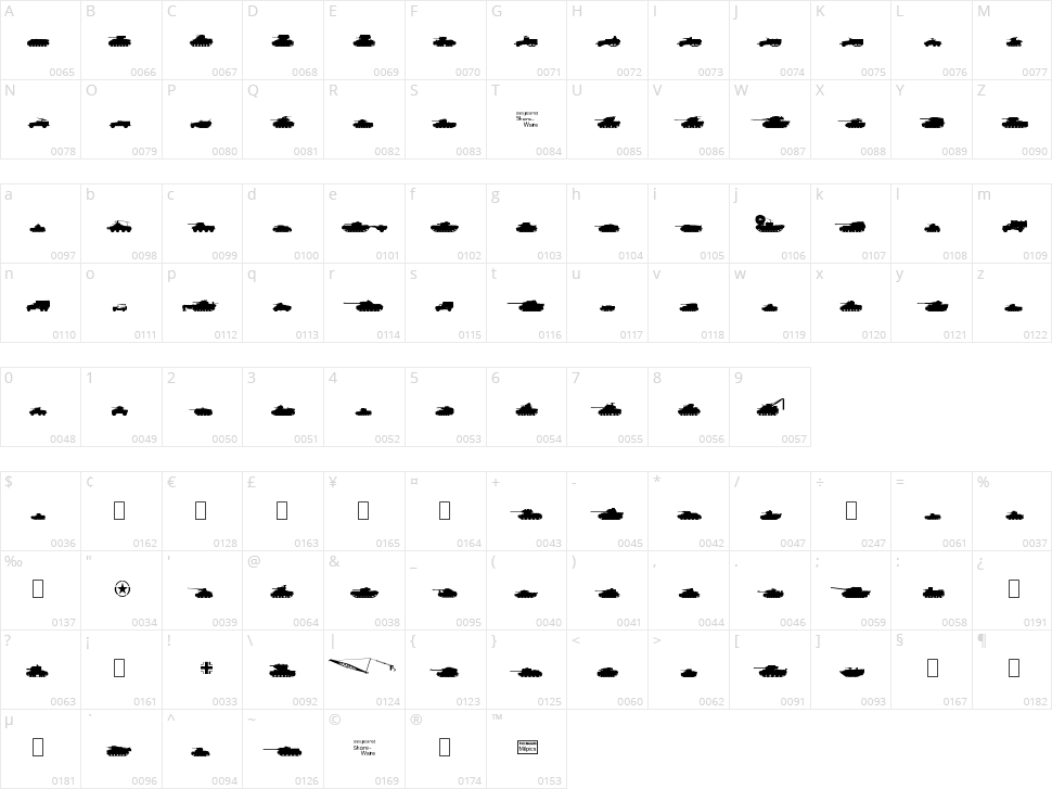 Tanks WW2 Character Map