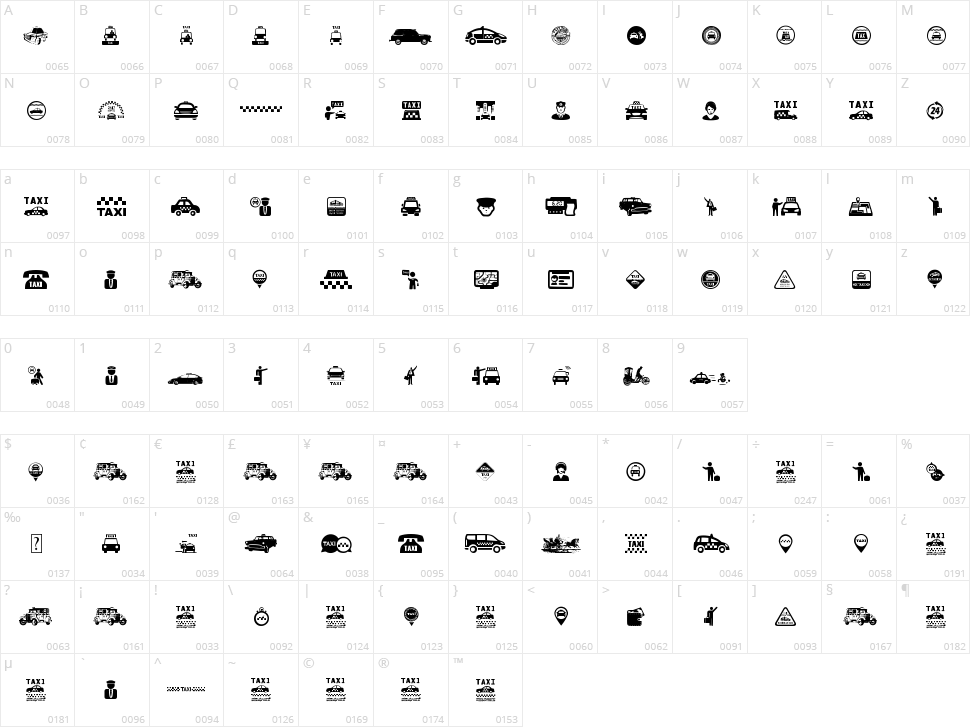 Taxi Character Map