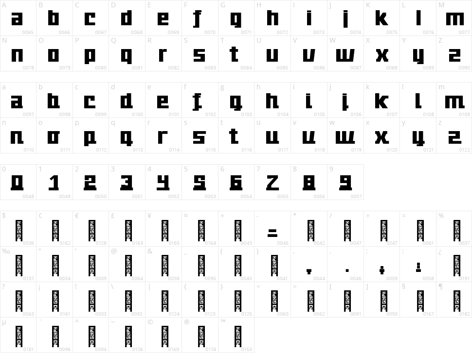 Technikus Character Map