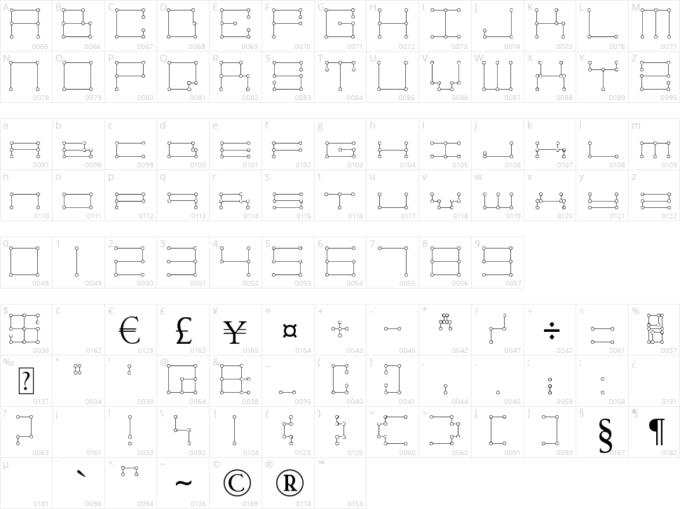 Technolines Character Map