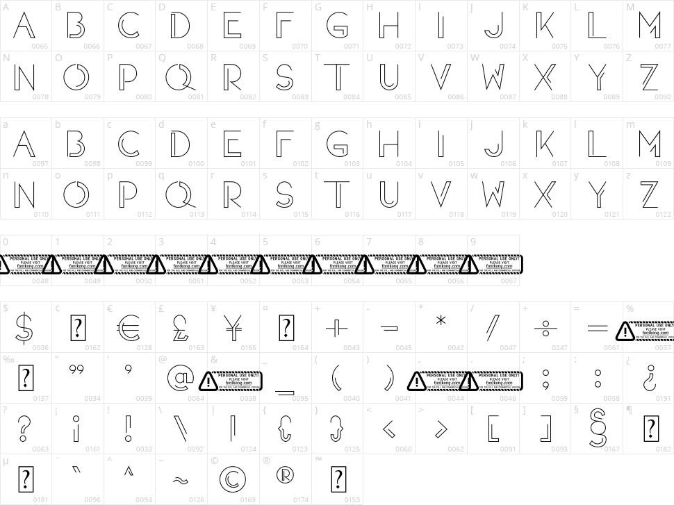 Technova Character Map