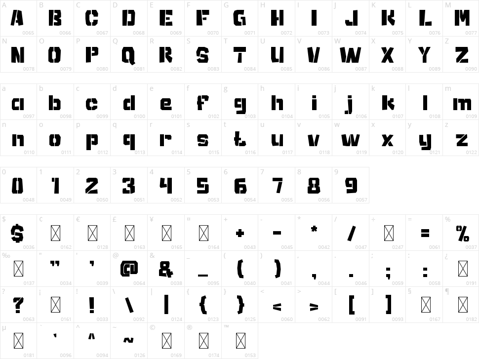 Temple Jump Character Map