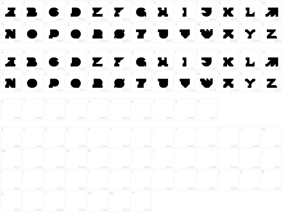 Termina Character Map