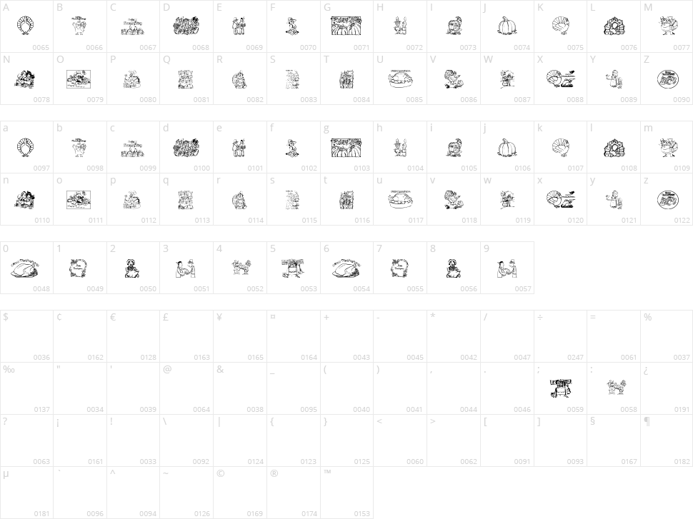 Thanksgiving Day Character Map