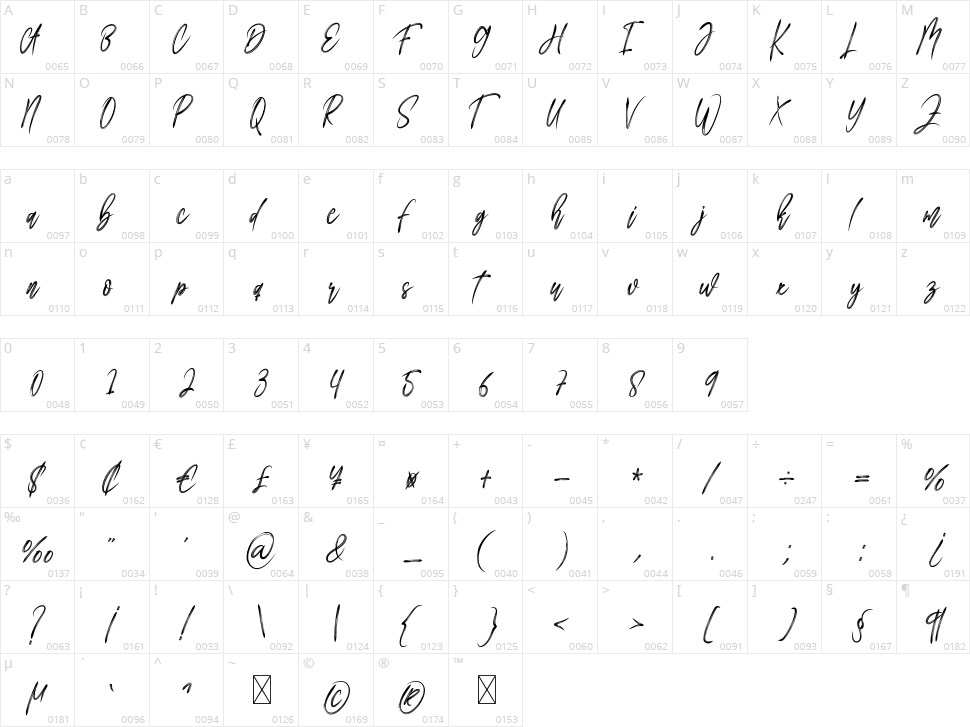 The Black Out Character Map