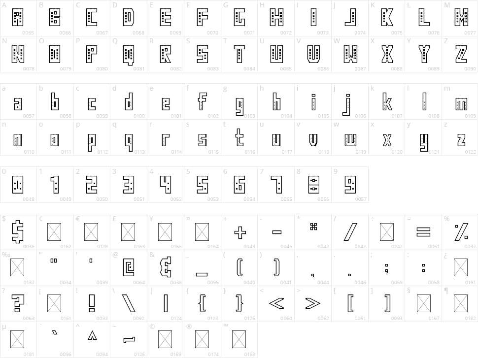The Tower Block Character Map