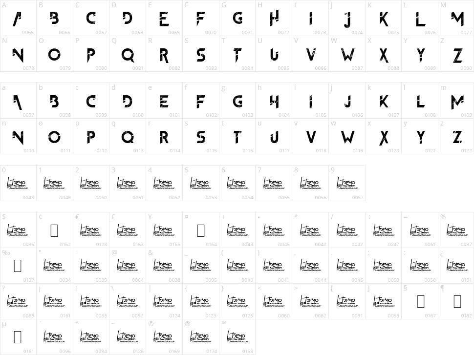 The FrontMan 2 Character Map