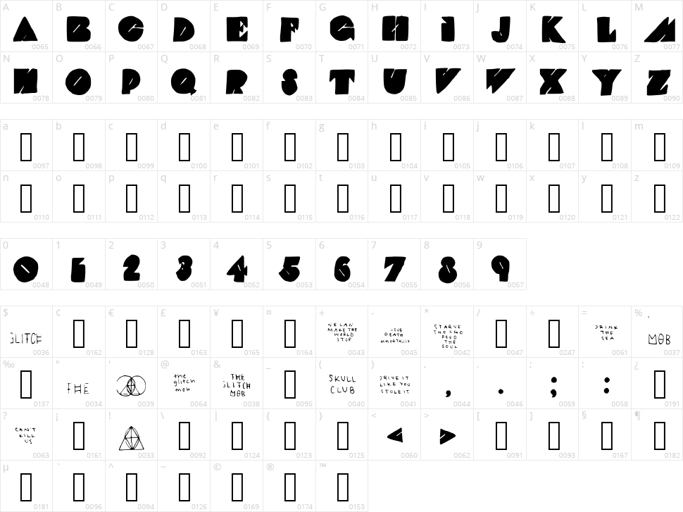 The Glitch Mob Character Map